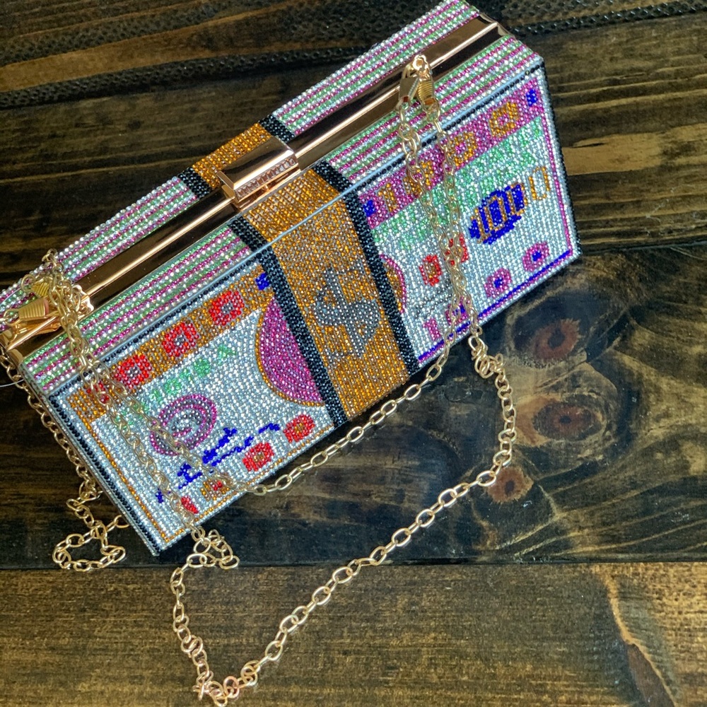 Multi color clutch Money print design.